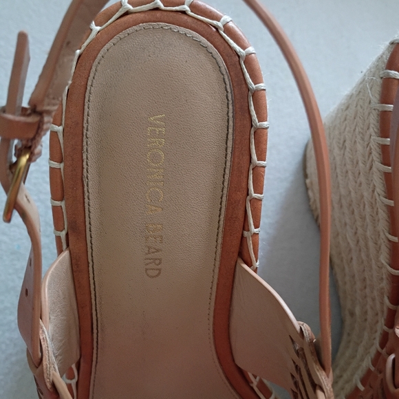 Veronica Beard Tan Braided Leather Espadrille Wedge Sandals - Picture 5 of 8